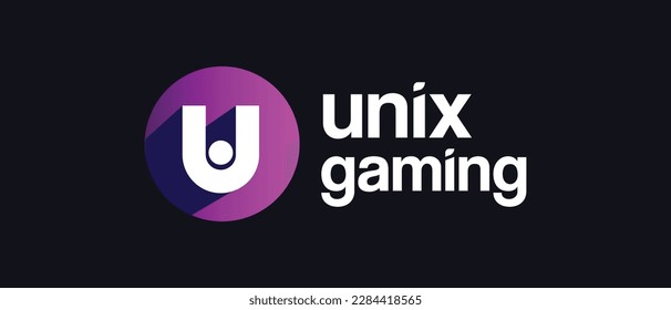 UniX Gaming cryptocurrency UNIX Token, Cryptocurrency logo on isolated background with text.