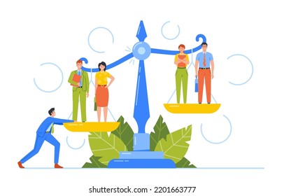 Unjust Advantage, Inequality, Discrimination, Fairness at Work and Career Ladder. Business Characters Stand on Scales on Different Level. Rights, Salary Imbalance. Cartoon People Vector Illustration - Shutterstock ID 2201663777