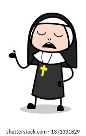 Unknowable - Cartoon Nun Lady Vector Illustration﻿