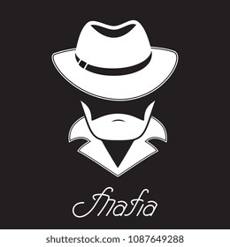 Unknown bearded man in a hat. Mafia hand lettering.