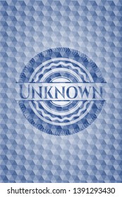 Unknown blue badge with geometric pattern. Vector Illustration. Detailed.