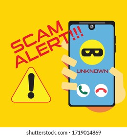 Unknown call via smartphone with intention to scam fraud or phishing the unsuspected victim 
