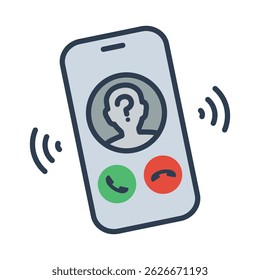 Unknown caller flat icon, symbolizing suspicious or unidentified phone calls