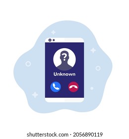 Unknown Caller, Scam Phone Call Vector Icon