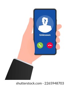 Unknown caller. Scam phone call. Vector illustration.