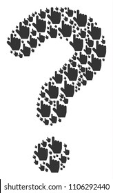 Unknown collage formed with pointer finger elements. Vector pointer finger icons are formed into query mosaic.