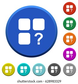 Unknown component round color beveled buttons with smooth surfaces and flat white icons