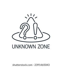 Unknown, dangerous zone. Vector linear illustration icon isolated on white background.