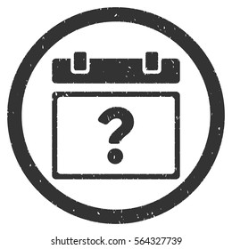 Unknown Date grainy textured icon inside circle for overlay watermark stamps. Flat symbol with dust texture. Circled dotted vector gray ink rubber seal stamp with grunge design on a white background.