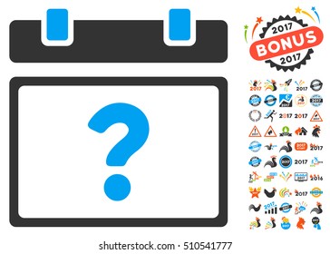 Unknown Date icon with bonus 2017 new year symbols. Vector illustration style is flat iconic symbols,modern colors.
