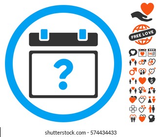 Unknown Date icon with bonus valentine pictograph collection. Vector illustration style is flat iconic elements for web design, app user interfaces.