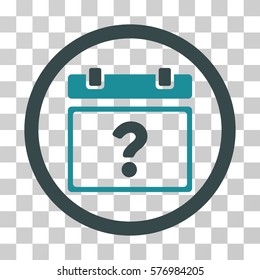 Unknown Date rounded icon. Vector bicolor illustration style is a flat iconic symbol inside a circle, soft blue colors, transparent background. Designed for web and software interfaces.