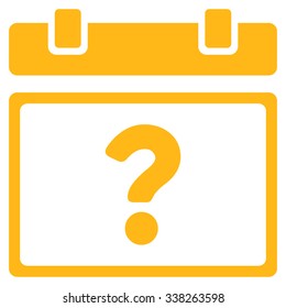 Unknown Date vector icon. Style is flat symbol, yellow color, rounded angles, white background.