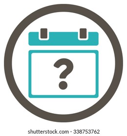 Unknown Date vector icon. Style is bicolor flat rounded symbol, grey and cyan colors, rounded angles, white background.