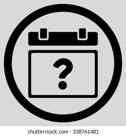 Unknown Date vector icon. Style is flat rounded symbol, black color, rounded angles, light gray background.