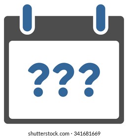 Unknown Date vector icon. Style is bicolor flat symbol, cobalt and gray colors, rounded angles, white background.