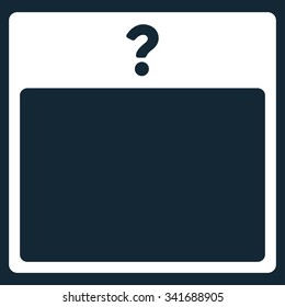 Unknown Date vector icon. Style is flat symbol, white color, rounded angles, dark blue background.
