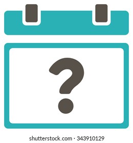 Unknown Date vector icon. Style is bicolor flat symbol, grey and cyan colors, rounded angles, white background.