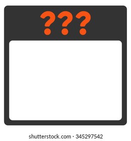 Unknown Date vector icon. Style is bicolor flat symbol, orange and gray colors, rounded angles, white background.