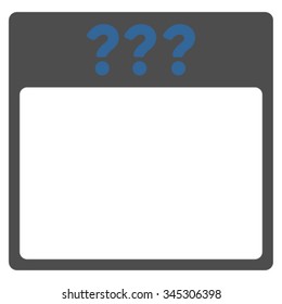 Unknown Date vector icon. Style is bicolor flat symbol, cobalt and gray colors, rounded angles, white background.