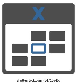 Unknown Date vector icon. Style is bicolor flat symbol, cobalt and gray colors, rounded angles, white background.