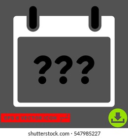 Unknown Day Calendar Page icon. Vector EPS illustration style is flat iconic bicolor symbol, black and white colors.