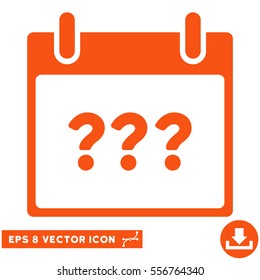 Unknown Day Calendar Page icon. Vector EPS illustration style is flat iconic symbol, orange color.