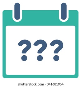 Unknown Day vector icon. Style is bicolor flat symbol, cobalt and cyan colors, rounded angles, white background.
