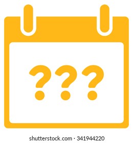 Unknown Day vector icon. Style is flat symbol, yellow color, rounded angles, white background.