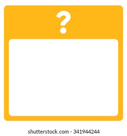 Unknown Day vector icon. Style is flat symbol, yellow color, rounded angles, white background.