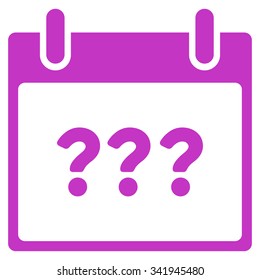 Unknown Day vector icon. Style is flat symbol, violet color, rounded angles, white background.