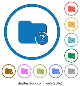 Unknown directory flat color vector icons with shadows in round outlines on white background