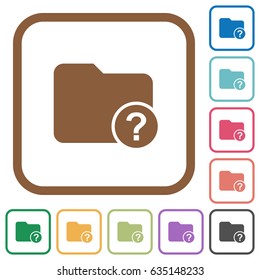 Unknown directory simple icons in color rounded square frames on white background
