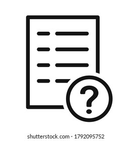 unknown document isolated vector icon. paper with question mark pictogram.