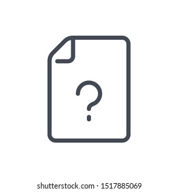 Unknown document line icon. File page with question mark vector outline sign.
