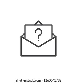 Unknown email outline icon. linear style sign for mobile concept and web design. Envelope letter with question mark simple line vector icon. Symbol, logo illustration. Pixel perfect vector graphics