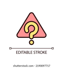 Unknown error pixel perfect RGB color icon. Unrecognized failure. Electronic device unidentified issue. Isolated vector illustration. Simple filled line drawing. Editable stroke. Arial font used