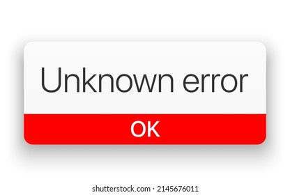 Unknown error warning window vector illustration, isolated on white background.