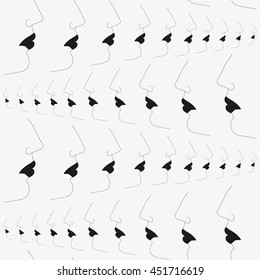 The unknown face in black and white. Society. Unidentified people in profile. Vector illustration. 