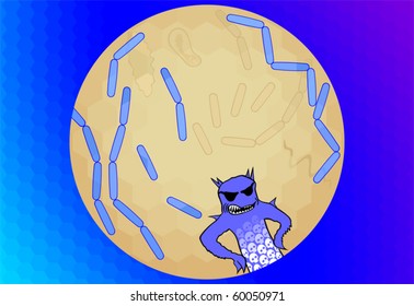 Unknown fatal species of bacteria grinning from under the microscope