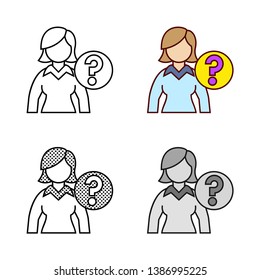Unknown Female Avatar Icon in Different Color and Style
