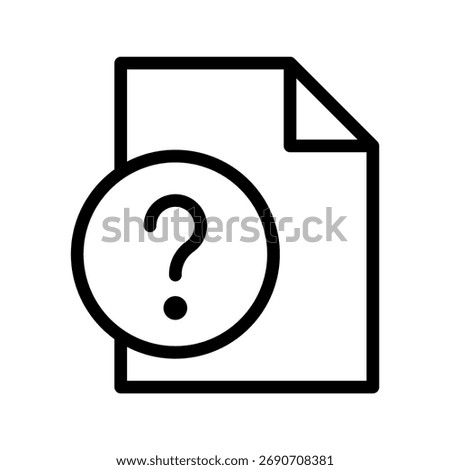 Unknown File Line Icon  Minimal Document Format and Error Symbol for Data, File Type, and System Concepts
