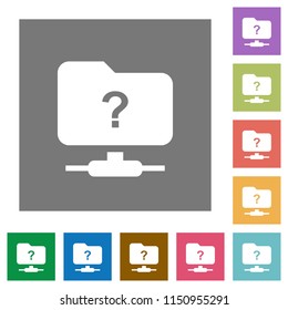 Unknown FTP flat icons on simple color square backgrounds