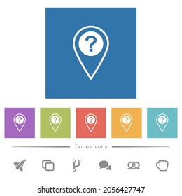 Unbekannte GPS-Position flache, weiße Symbole auf quadratischem Hintergrund. 6 Bonussymbole sind im Lieferumfang enthalten.