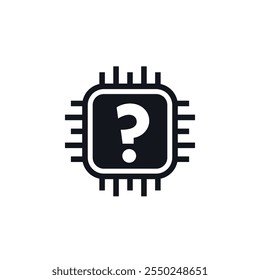 unknown hardware icon with a microchip, pictogram on white