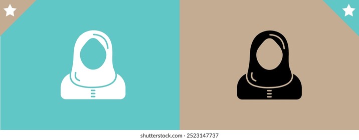 Cabeça desconhecida do logotipo da mulher hijab, avatar, ícone, símbolo. Silhueta