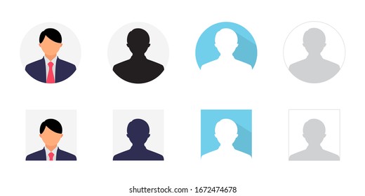 Unknown Male Profile Avatar Vector, Profile Office Icon Set