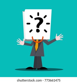 Unknown Man. Hidden Vector Male in Suit with Question Mark on Head.