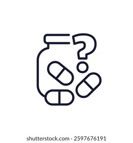 unknown medication, pills line icon on white