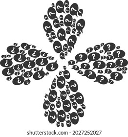 Unknown message explosion flower shape. Object flower combined from oriented unknown message items. Vector flower collage in flat style.